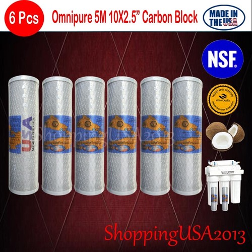 6 Pcs Omnipure 5M Coconut Shell Carbon 10X2.5" Ro Water Filter CTO - Picture 3 of 6