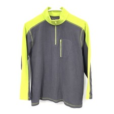 LL Bean Kids Large 14 16 Pullover Top 1/2 Zip Fleece Sweatshirt Gray Yellow Boys