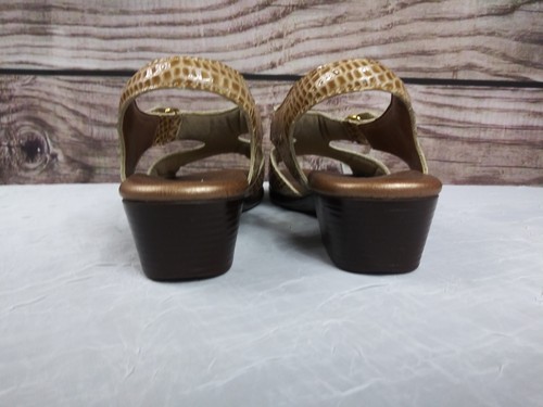 SAS Suntimer Leather Comfortable Ankle Strap Cute Sandals Beige Croc Women 6 M - Picture 5 of 8