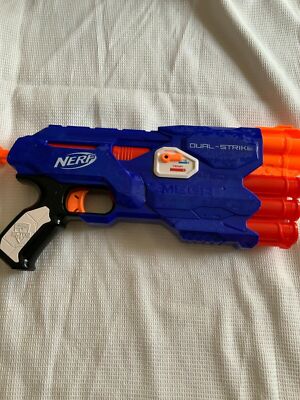 DUAL STRIKE BLASTER GUN N STRIKE ELITE 2015 NERF DARTS MEGA w/ x20 Darts - Used