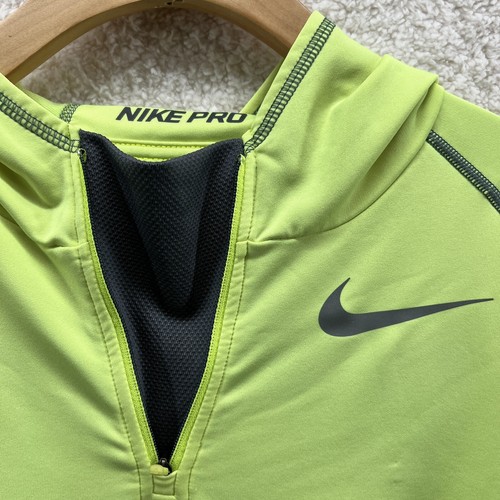 NIKE Pro Hyperwarm Max Flash Zip Neon Volt Training Hoodie Youth Boys XL - Picture 2 of 10