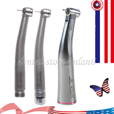Dental 1:5 LED Fiber Optic Contra Angle / High Speed Handpiece 2/4Hole Fit NSK