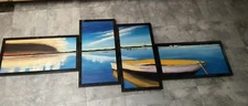 Set of 4 Staggered Acrylic Original Paintings Intracoastal River Scene