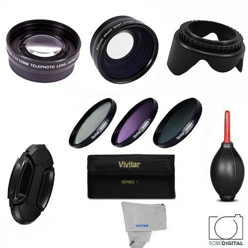 WIDE ANGLE LENS TELEPHOTO ZOOM LENS FILTER KIT FOR CANON Vixia HF R20  43mm