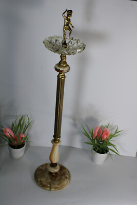Vintage retro Standing ashtray putti cherub onyx marble