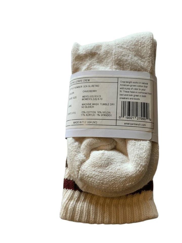 Calcetines American Trench Chive/Berry Retro Rayas Ajuste Universal Foto 3 de 3