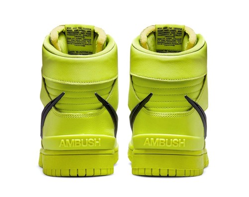 NIKE DUNK HIGH X AMBUSH FLASH LIME/BLACK SIZE 9.5 BRAND NEW W/BOX (CU7544-300) - Picture 4 of 10