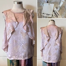 M.A.DAINTY NWOT Pink Silk/Viscose Floral Jacquard Satin Top Blouse 10Aust-UK/6US