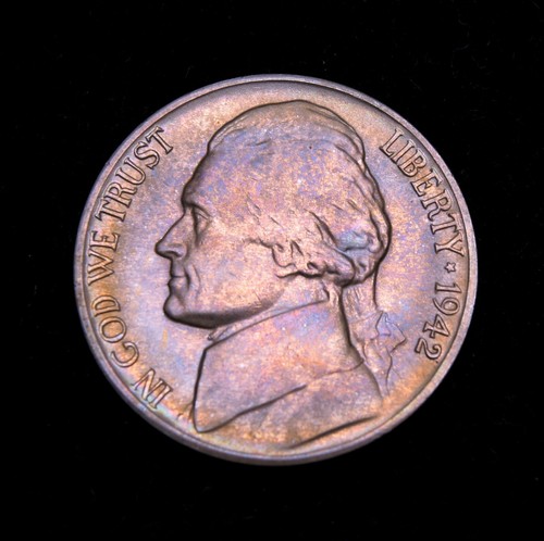 1942-D Jefferson Nickel BU Steps hübsche Farbe