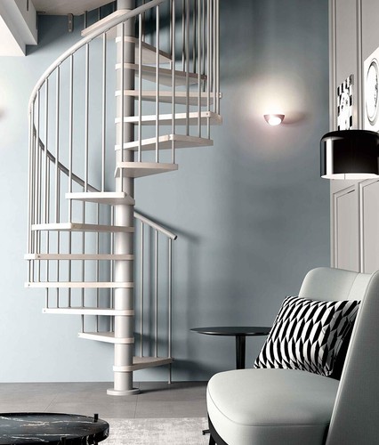 Indoor Spiral Staircase Non-Slip Brushed Beech Wood Step PVC Handrail 12Step Kit - Picture 14 of 24