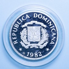 REPUBBLICA DOMINICANA 10 PESOS 1982 ANNO INTERNAZIONALE BAMBINI ARGENTO PROOF