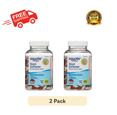 2PACK Equate Stool Softener Laxative Softgels for Constipation, 100 mg, 400 Ct