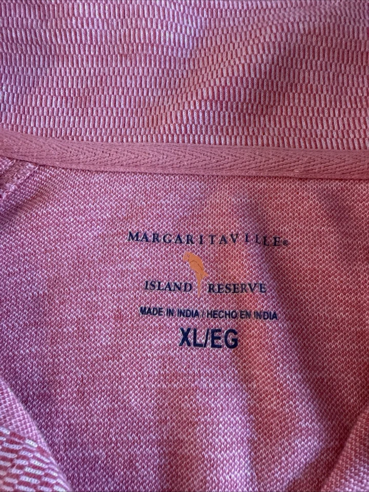 Camisa Margaritaville Hombre Manga Larga 100% Algodón Rojo Claro Rayas XL Foto 4 de 4