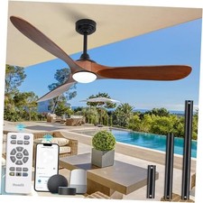 60 Outdoor Ceiling Fan with Light 3 Downrods, Smart Wood Ceiling 60inch Walnut