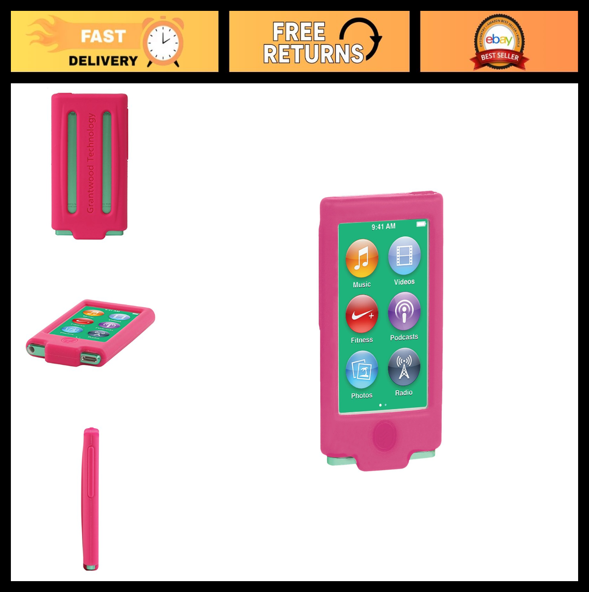 【美品】　iPhone iPod nano 第7世代　ピンク　シリコンケース付き Silicone Case for iPod Nano 7th Gen - Pink Protective Cover