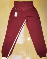 Figs Zamora Maternity Scrub Pants Womens Small Burgundy Brand NEW with tags