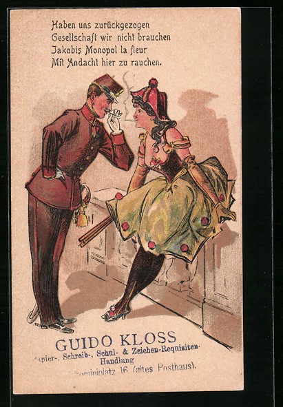 Postal de artista antigua casa de correos, disfraces de carnaval hombre con...