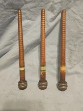 3 Vintage Wood Quills Bobbins Spools Spindles Wooden Industrial Mill 10 1/4"