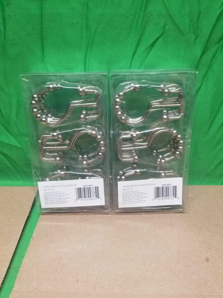 Ganchos para cortina de ducha de metal resistentes al óxido 2 piezas ganchos de ducha de doble deslizamiento NUEVO Foto 2 de 3