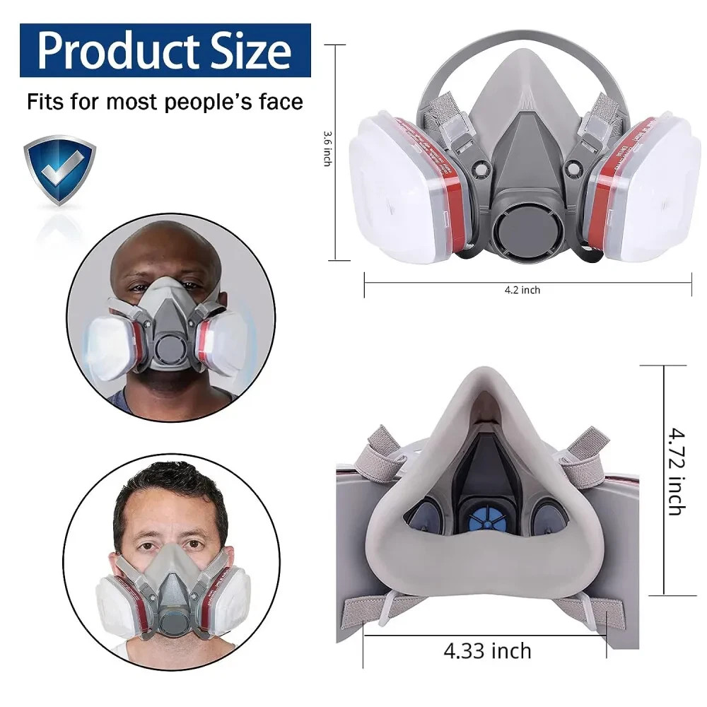 7 in 1 Half Face Gas Mask Facial Chemical Spray Paint Safety 6200 Respirator US