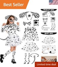 Complete Dalmatian Costume Set for Kids: Dress, Accessories More - Size 8-10