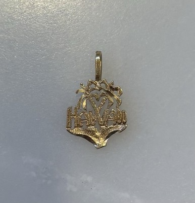 14 Karat massives Gold Hawaii Charm mit Palmen