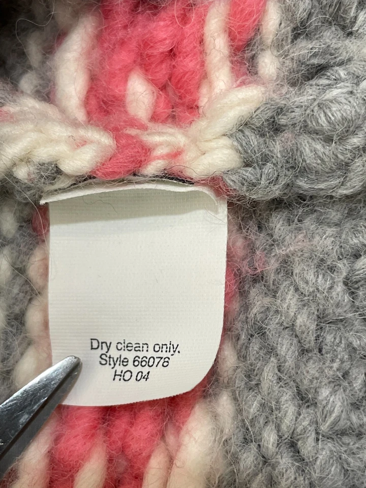 J. Chaleco Suéter Crew Lana Alpaca Para Mujer M Tejido a Mano Gris Rosa Cremallera Completa Isla Justa Foto 4 de 4