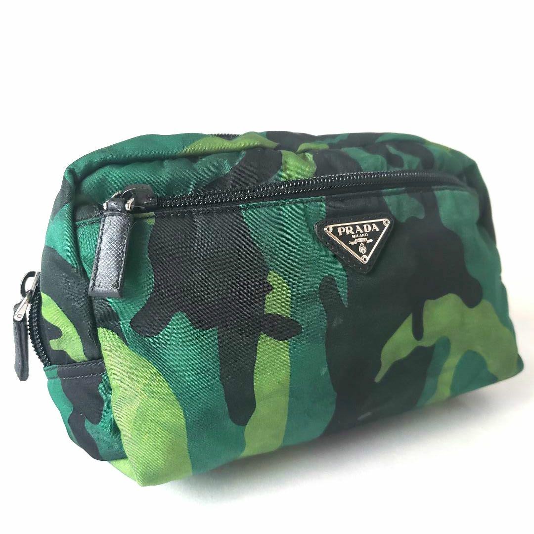 Prada Camo Nylon Makeup Pouch Travel Cosmetic Bag Pre-Owned