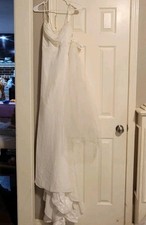 David's Bridal Galina Ivory Wedding Gown Sz 6 New Minor Untreated Spots