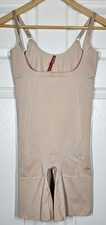 SPANXsculpt OnCore Open-Bust Mid-Thigh Tummy Control Bodysuit Nude Shapewear L