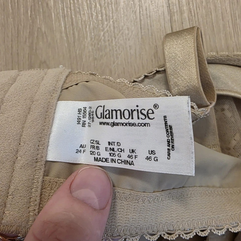 Sujetador ligero Glamorise crema con aros sin relleno correa ajustable talla 46G Foto 3 de 4