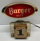 Vintage 1965 Burger Beer Calendar Light Up Sign Cash Register Topper