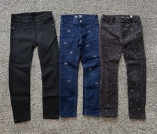 Lot Of 3 Girls 6x Stretchy Pants Jeans Cords GUC Black Navy Wonder Nation, H M