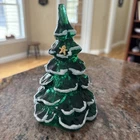 VINTAGE FENTON ART GLASS EMERALD GREEN 6" CHRISTMAS TREE