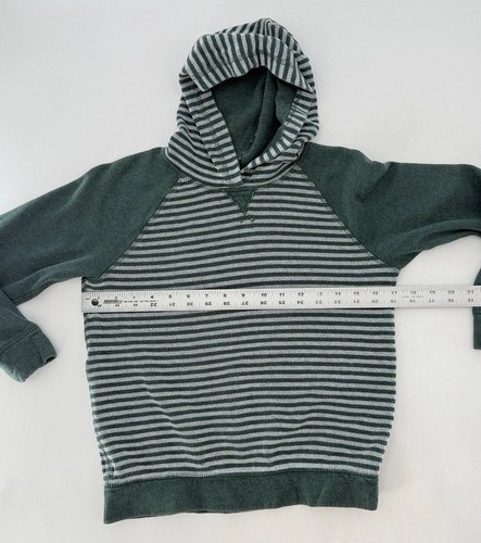 Hanna Andersson Boy’s Green & Gray Striped Pullover Hoodie Size 130 (8) School - Picture 3 of 6