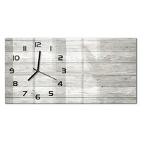 Glasuhr Glas-Wanduhr Im Querformat Holzhintergrund Schwarze Zeiger 60X30 Cm