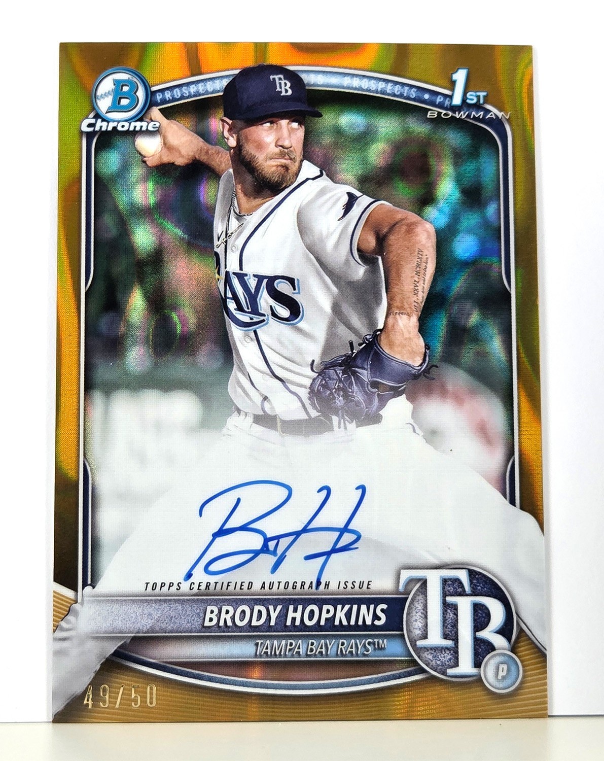 BRODY HOPKINS 2025 Bowman Chrome 1st AUTO Gold Lava Refractor #/50