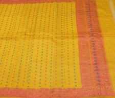 Sushila Vintage Yellow Saree 100 Pure Silk Woven Floral Sari Craft Decor Fabric