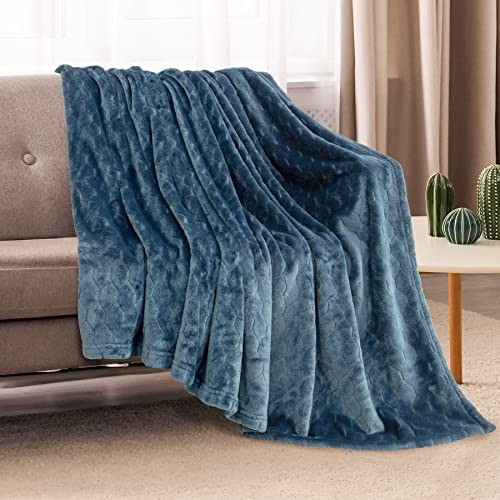 Fleece Blanket Super Soft Plush Throw Blanket 50" x 60" Throw-50" x 60" Navy - Picture 2 of 6