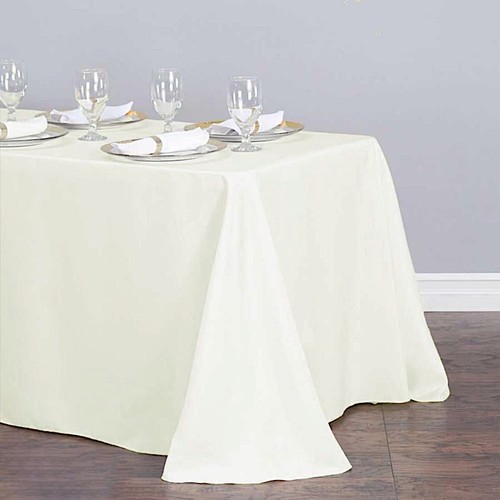 90x132" Ivory PREMIUM RECTANGLE Polyester TABLECLOTH Catering Linens Home SALE - Picture 2 of 4