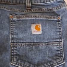 Carhartt Relaxed Fit Blue Denim Jeans Mid Rise 5-Pocket Logo Medium Wash