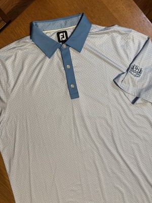 FootJoy FJ Duncan Hills Golf Course Polo Shirt Mens XL Blue Micro Print