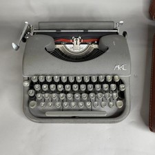 1960s AMC Vintage Gray Portable MCM Typewriter In Case READ
