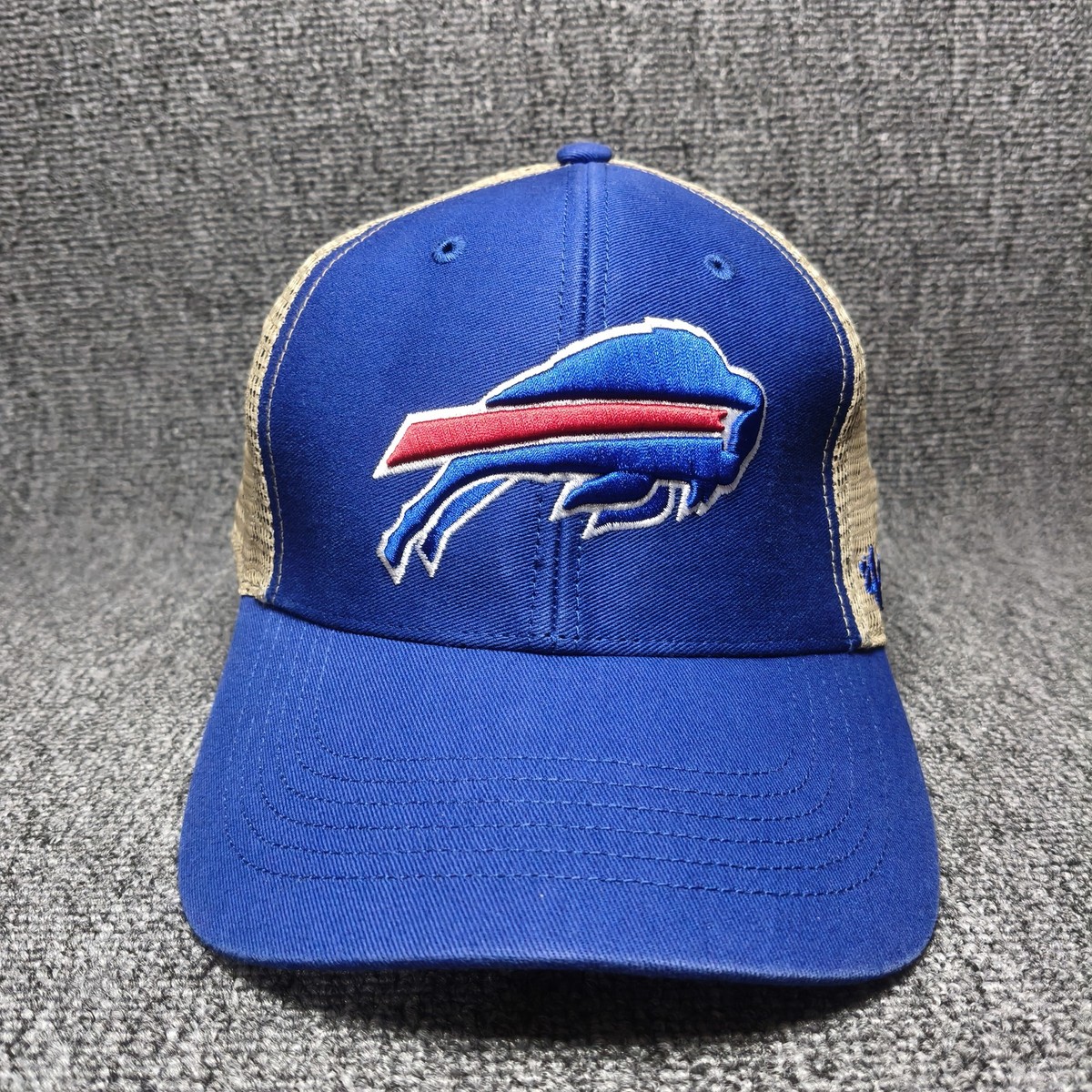 '47 Brand Buffalo Bills NFL Trucker Hat Cap Snapback Blue Khaki Mesh OSFA