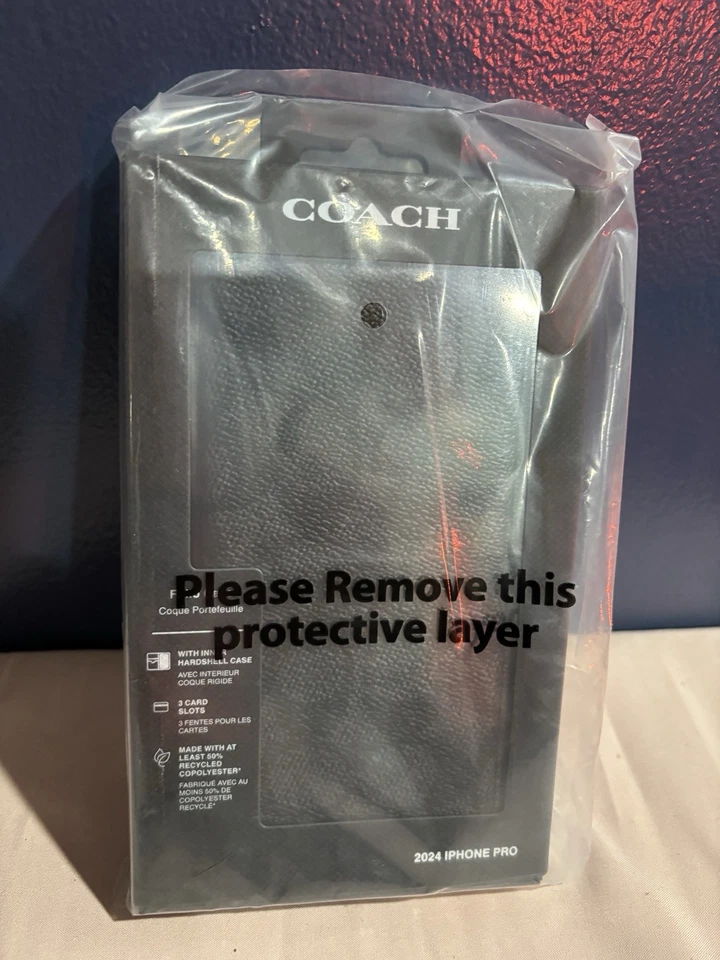 COACH Signature Canvas Wallet Folio Case for iPhone 16 Pro Signature Charcoal - Image 3 of 4