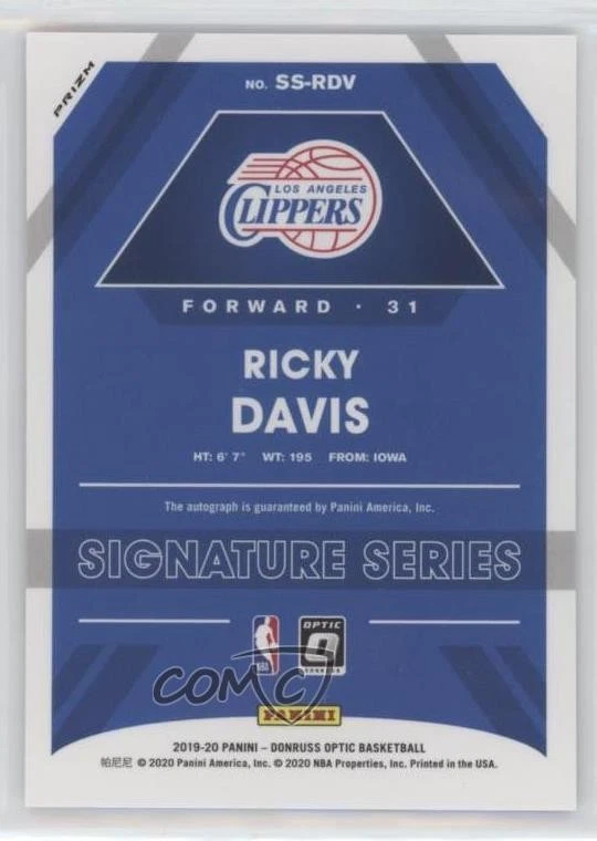 2019 Panini Donruss Optic Signature Series Purple Prizm Ricky Davis #SS-RDV Auto - Image 2 of 2