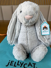 Rare & Retired - Jellycat Bashful Shimmer Bunny Medium Grey/ Silver Plush - BNWT