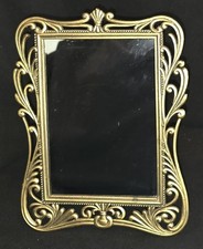 Art Nouveau Gold-Colored Metal Dressing Table Decorative  Mirror 7? x 9? GUC