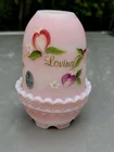 Fenton Rosalene Fairy Lamp Loving Hearts Bloom Hand Painted by Artist S Miller