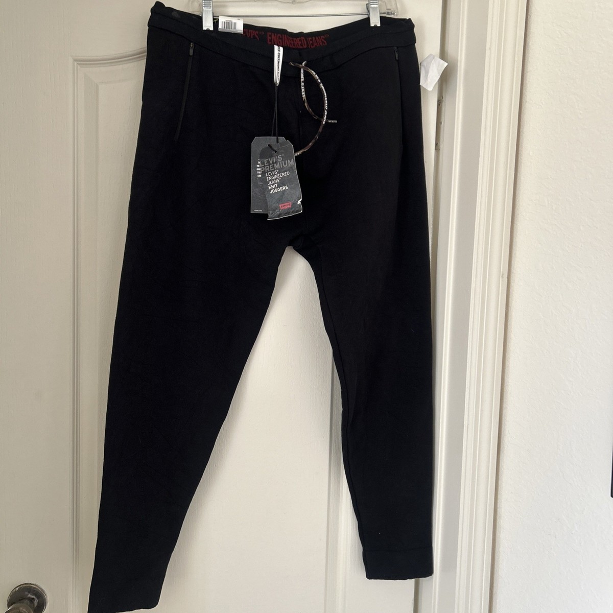 [未使用]　Levi's ENGINEERED JEANS black W29 LEVIS ENGINEERED JEANS KNIT JOGGERS RED LABEL LOGO PANTS BLACK XL